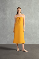 Vestido Midi Detalhe Alças Linho