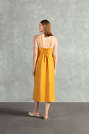Vestido Midi Detalhe Alças Linho