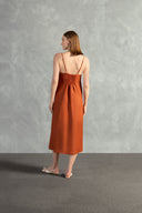 Vestido Midi Detalhe Alças Linho