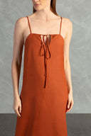 Vestido Midi Detalhe Alças Linho