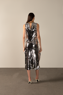 Vestido Midi Detalhe Gola Maxi Paetês
