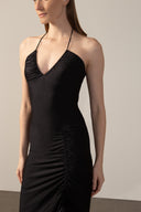 Vestido Midi Franzido Frontal