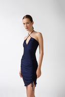 Vestido Midi Franzido Frontal