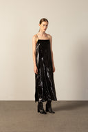 Vestido Midi Veludo Lamê