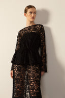 Vestido Renda Peplum Nori