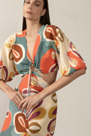Vestido Midi Manga Bufante Floral Organic