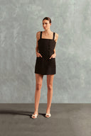 Vestido Mini Alças Linho