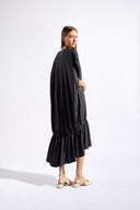 Vestido Midi Manga Curta Lisos