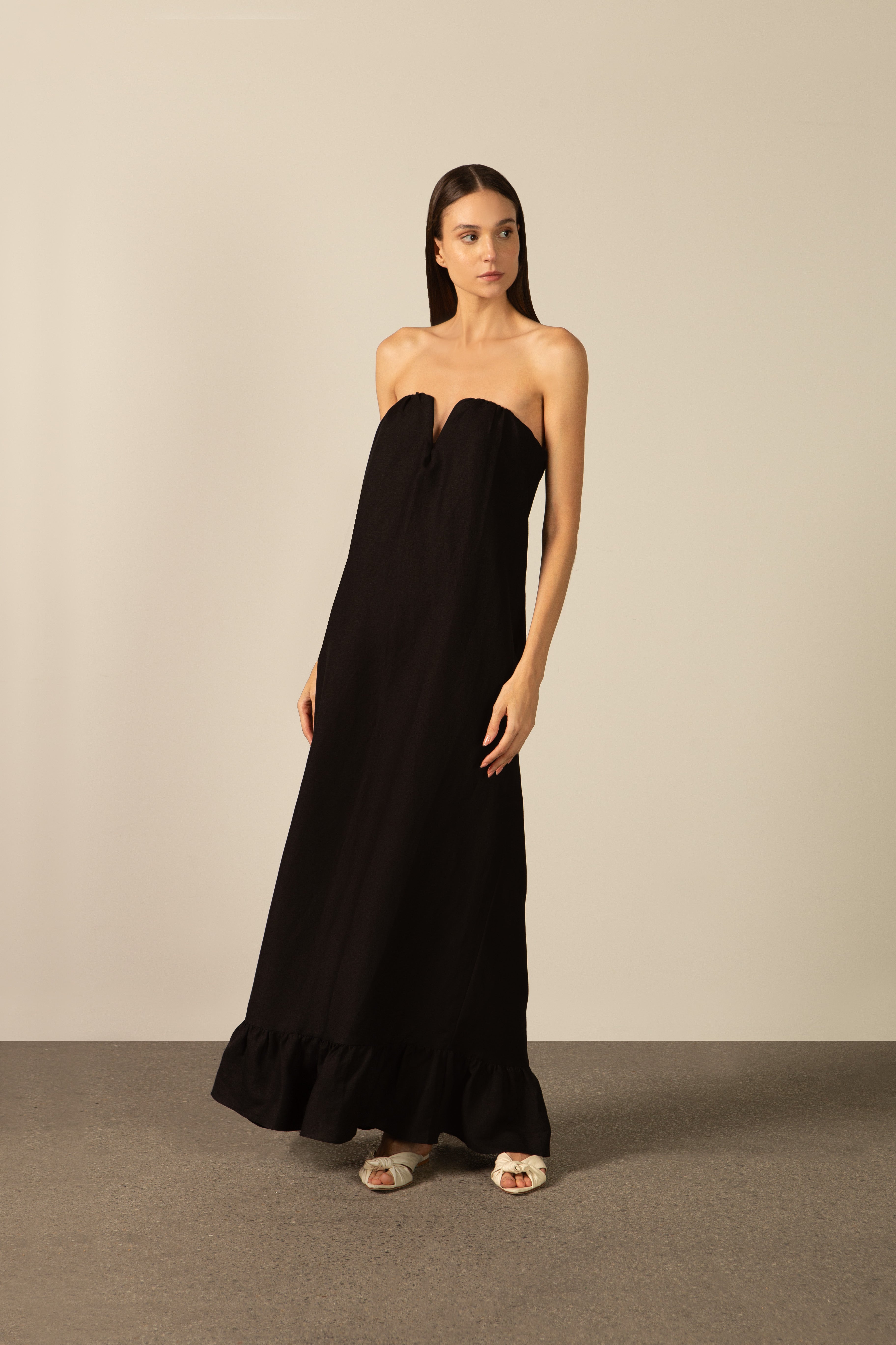 Vestido Longo Tomara que Caia Linho