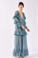 Vestido Longo Babados Lina Pois Lisos