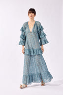 Vestido Longo Babados Lina Pois Lisos