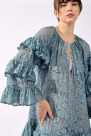 Vestido Longo Babados Lina Pois Lisos