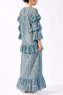Vestido Longo Babados Lina Pois Lisos