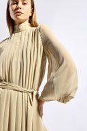 Vestido Manga Longa Com Volume