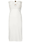Vestido Midi Com Fendas Detalhe Aplicado