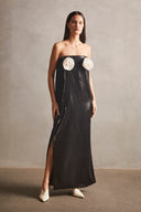 Vestido Longo Com Flores Paetê