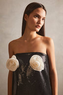 Vestido Longo Com Flores Paetê