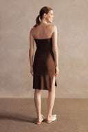 Vestido Midi Com Fendas Detalhe Aplicado